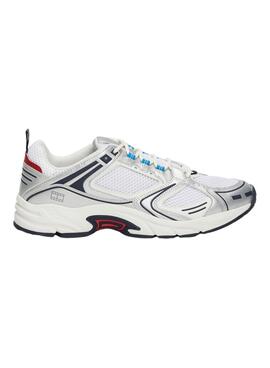 Zapatillas Tommy Jeans Archive retro plateado y blanco para hombre