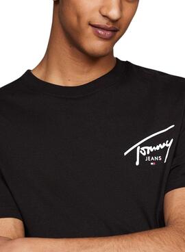 Camiseta Tommy Jeans reg signature negro para hombre