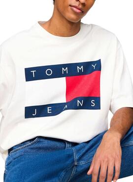 Camiseta Tommy Jeans Big Flag blanco para hombre