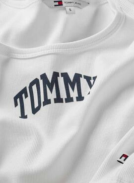 Top Tommy Jeans Varsity blanco para mujer