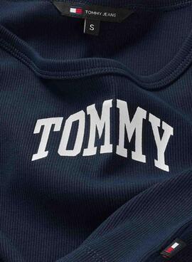 Top Tommy Jeans Varsity azul marino para mujer