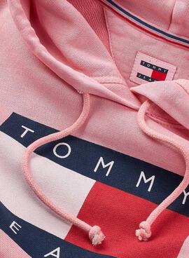 Sudadera Tommy Jeans Reg Flag rosa para mujer