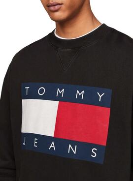 Sudadera Tommy Jeans  Big Flag negro para hombre