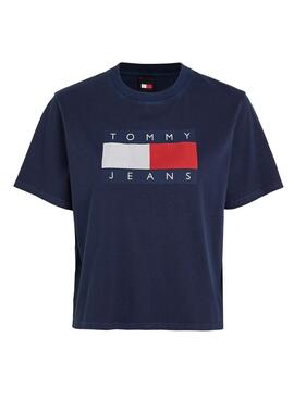 Camiseta Tommy Jeans Flag azul marino para mujer