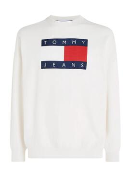 Sudadera Tommy Jeans Crew Flag blanco para mujer