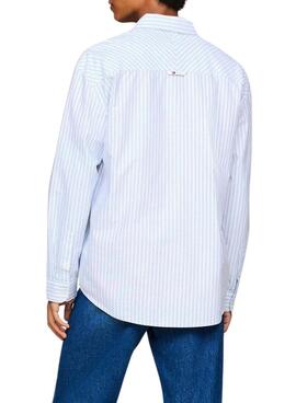 Camisa Tommy Jeans Stripe Classics azul rayas para hombre