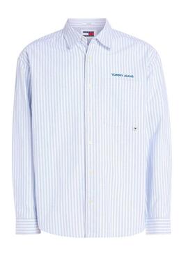 Camisa Tommy Jeans Stripe Classics azul rayas para hombre