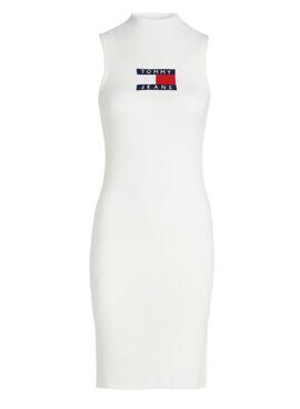 Vestido Tommy Jeans Center Flag blanco para mujer