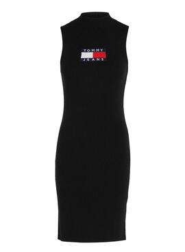 Vestido Tommy Jeans Center Flag negro para mujer