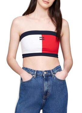 Top Tommy Jeans Tube colorblock para mujer