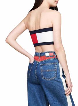 Top Tommy Jeans Tube colorblock para mujer