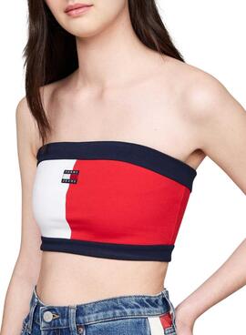 Top Tommy Jeans Tube colorblock para mujer