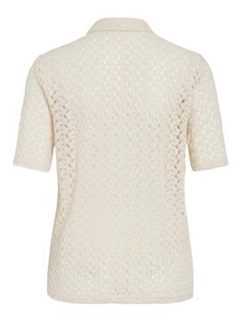 Camisa crochet Vila Vilaura beige para mujer