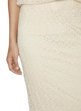 Falda crochet Vila Vilaura beige para mujer