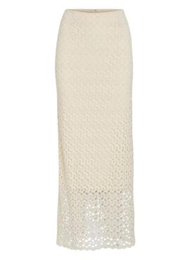 Falda crochet Vila Vilaura beige para mujer