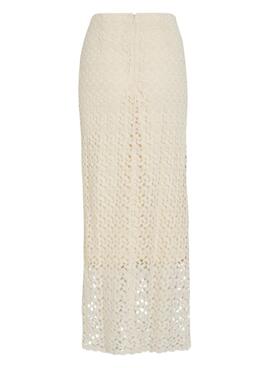 Falda crochet Vila Vilaura beige para mujer