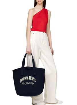 Bolso Tommy Jeans Hot Summer Tote Marino Para Mujer