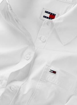 Camisa Tommy Jeans Front Tie blanco para mujer