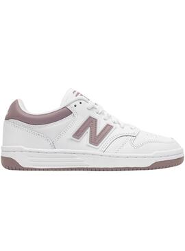 Zapatillas New Balance 480 blanco y rosa para niña