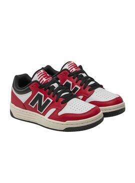 Zapatillas New Balance 480 rojo blanco y negro