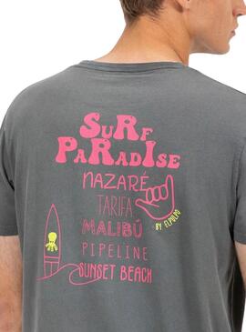 Camiseta El Pulpo Surf Paradise  gris carbón para hombre