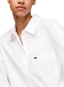 Camisa Tommy Jeans Script Blanco para Mujer