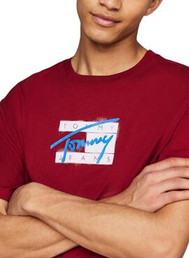 Camiseta Tommy Jeans Logo granate para hombre