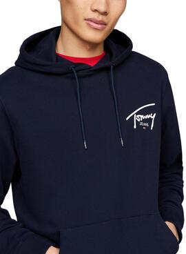 Sudadera Tommy Jeans Logo Signature marino para hombre