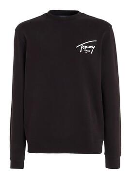 Sudadera Tommy Jeans Logo Signature Crew negro para hombre