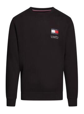 Sudadera Tommy Jeans Flag Crew negro para hombre