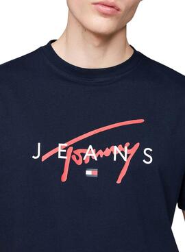 Camiseta Tommy Jeans Signature Twist marino para hombre