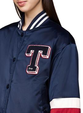 Cazadora bomber Tommy Jeans Letterman azul para mujer