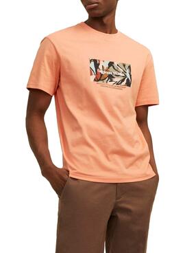 Camiseta Jack and Jones Jorsequioia naranja para hombre