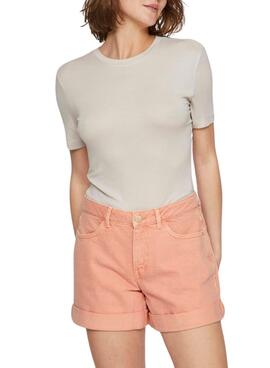 Camiseta Vila Alexia beige para mujer