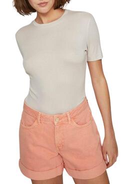 Camiseta Vila Alexia beige para mujer