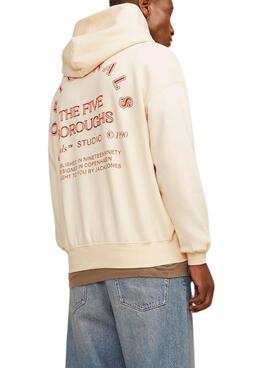 Sudadera Jack and Jones Brooklyn beige para hombre