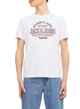 Camiseta Jack and Jones Logo blanco para niño