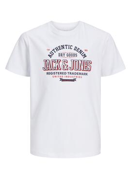 Camiseta Jack and Jones Logo blanco para niño