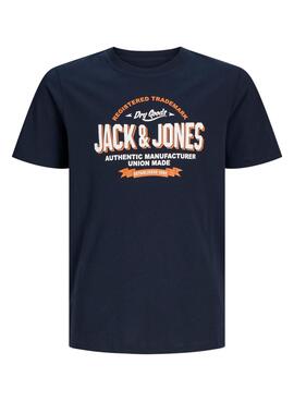 Camiseta Jack and Jones Logo azul marino para niño