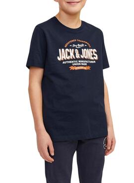 Camiseta Jack and Jones Logo azul marino para niño