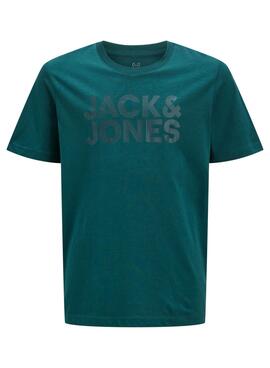 Camiseta Jack and Jones Corp logo verde para niño