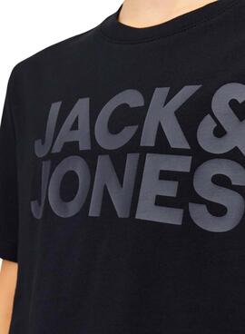 Camiseta Jack and Jones Corp logo negro para niño