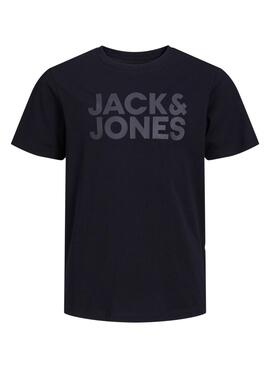 Camiseta Jack and Jones Corp logo negro para niño