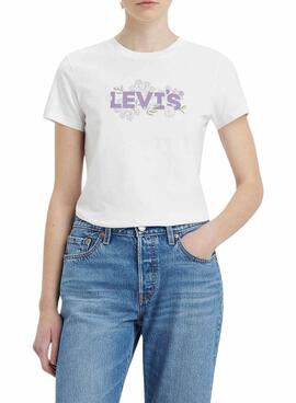 Camiseta Levis Floral blanco para mujer