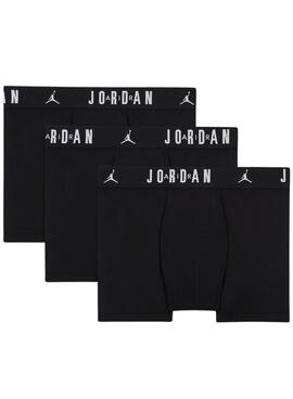 Pack 3 Boxer Jordan Flight Cotton Core negro para niño