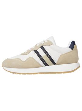 Zapatillas Tommy Jeans Runner beige y blanco para hombre