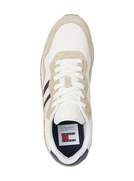 Zapatillas Tommy Jeans Runner beige y blanco para hombre