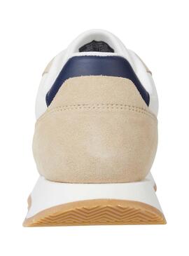 Zapatillas Tommy Jeans Runner beige y blanco para hombre