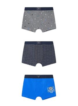 Set 3 boxers Mayoral azul y gris para niño