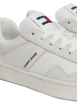 Zapatillas Tommy Jeans Greenwich blanco y rosa para mujer